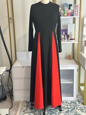 SHEIN Black Maxi Dress with Red Panels